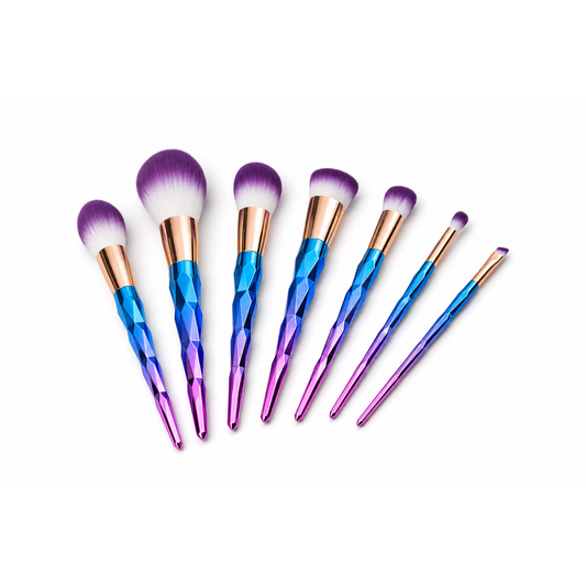 7pcs Diamond Shape Rainbow Handle Makeup Brushes Set Foundation Powder Blush Eye Shadow Lip Brushes Face Beauty Makeup Tools Kit