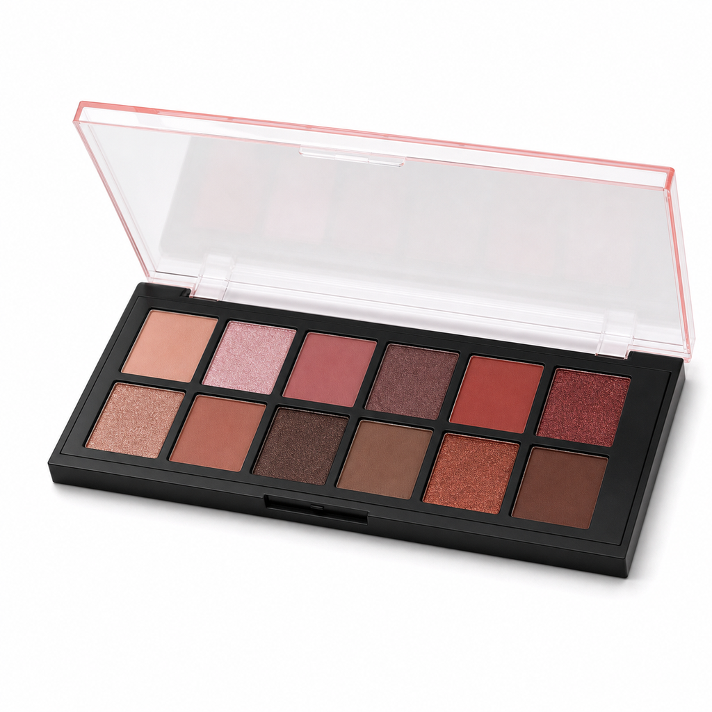 Hot Selling Portable Transparent lid matte shimmer 12 color Eyeshadow Palette