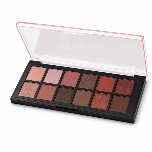 Hot Selling Portable Transparent lid matte shimmer 12 color Eyeshadow Palette