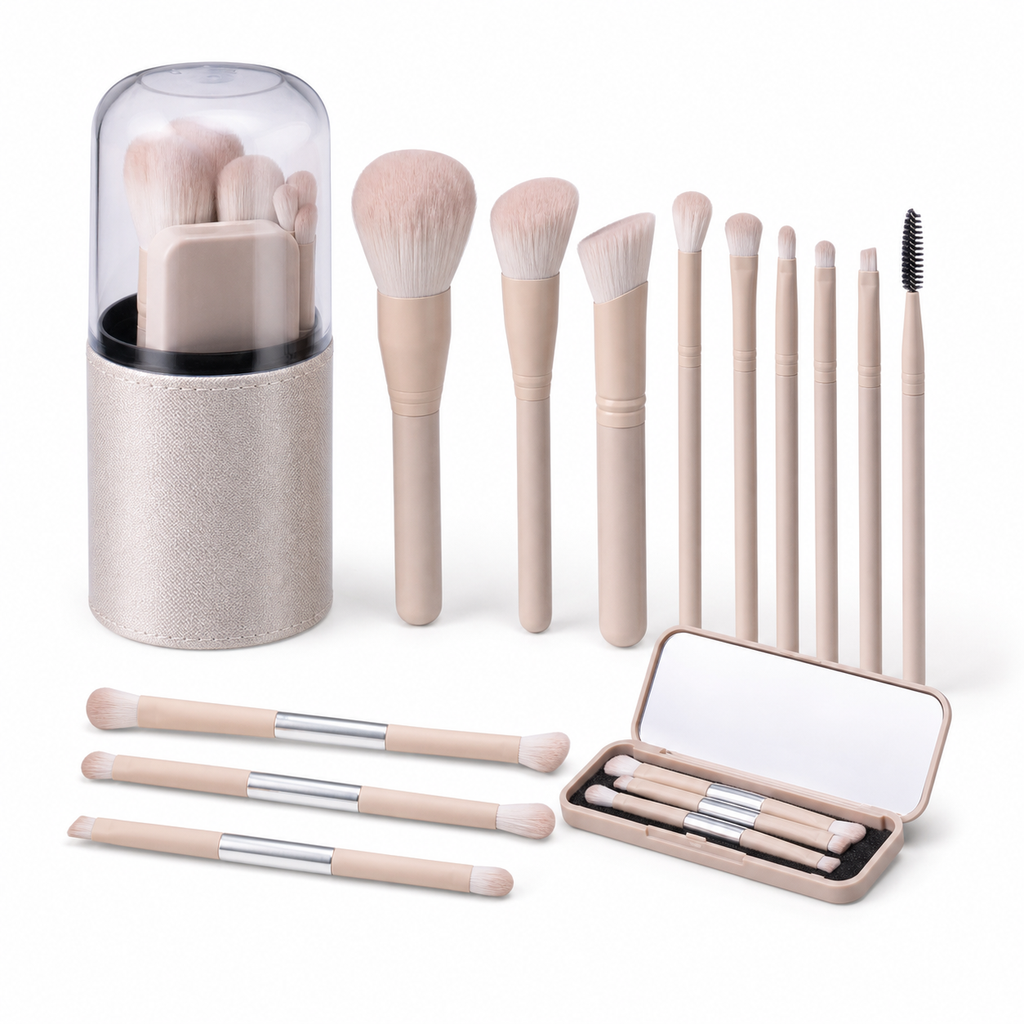 11PCS Makeup Brushes Travel Set Portable Double Ended Eyeshadow Brush Face Cosmetic Make up Brushes Set
