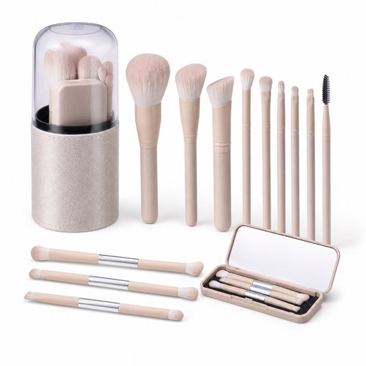 11PCS Makeup Brushes Travel Set Portable Double Ended Eyeshadow Brush Face Cosmetic Make up Brushes Set