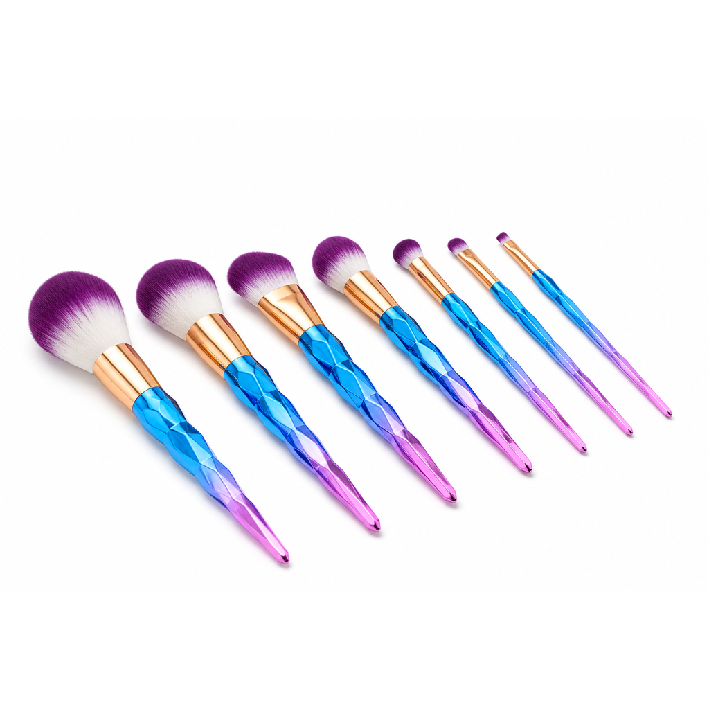7pcs Diamond Shape Rainbow Handle Makeup Brushes Set Foundation Powder Blush Eye Shadow Lip Brushes Face Beauty Makeup Tools Kit
