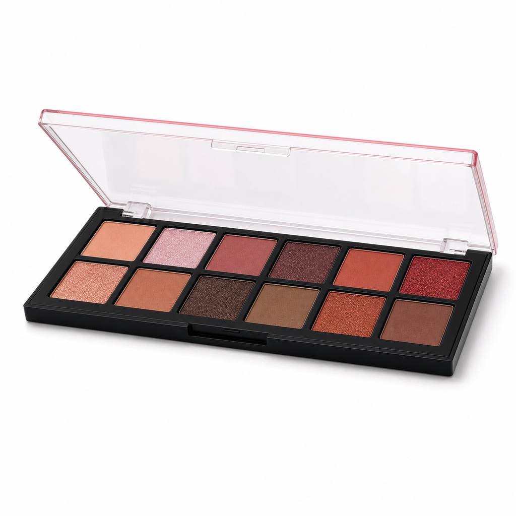 Hot Selling Portable Transparent lid matte shimmer 12 color Eyeshadow Palette