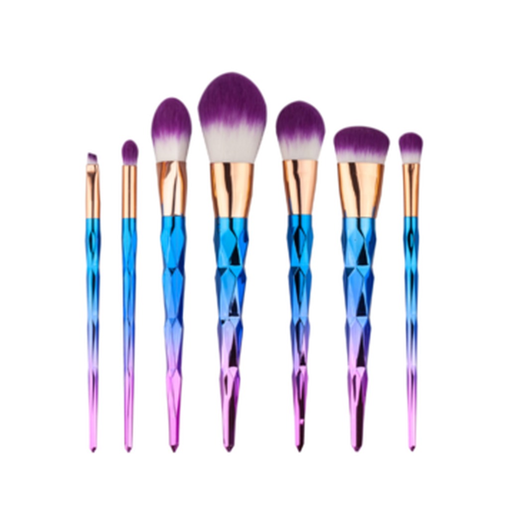 7pcs Diamond Shape Rainbow Handle Makeup Brushes Set Foundation Powder Blush Eye Shadow Lip Brushes Face Beauty Makeup Tools Kit